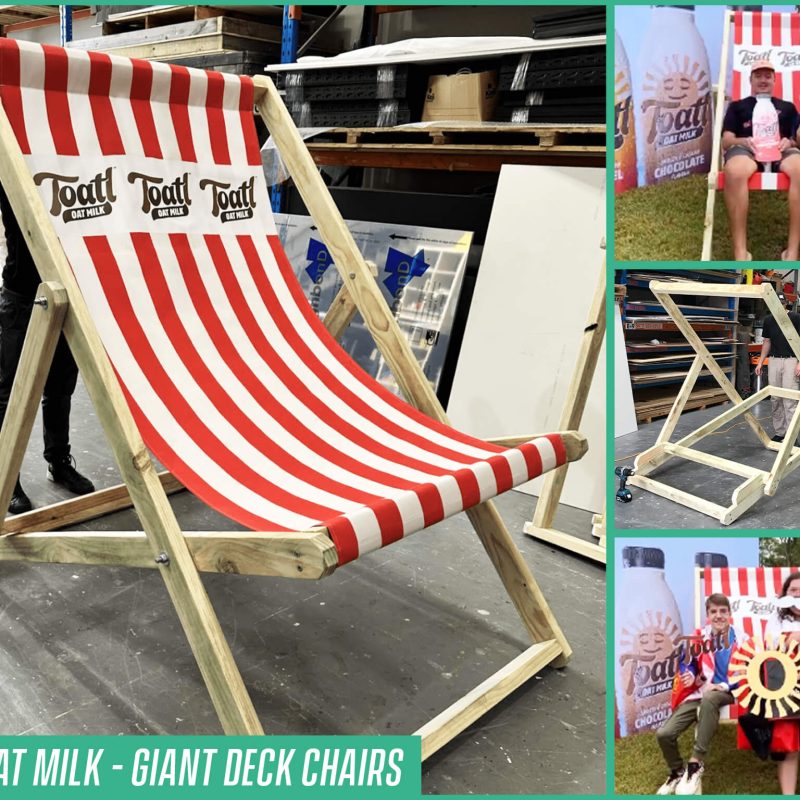 1800 For Promo design and produce giant deckchairs in Miranda NSW