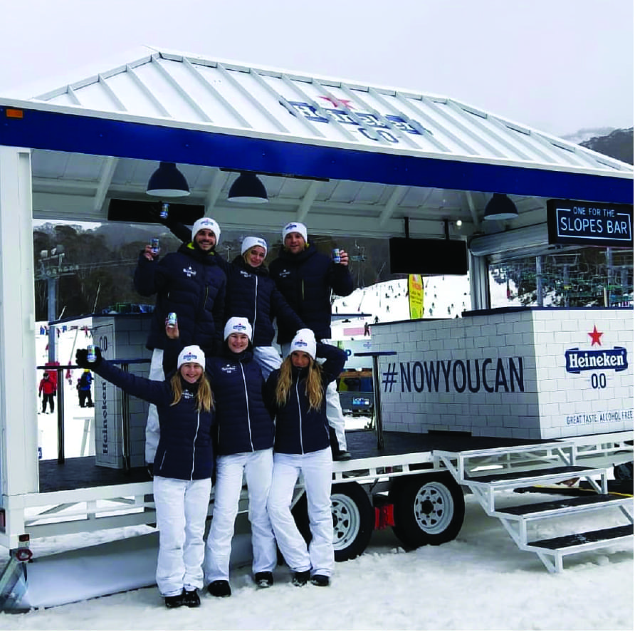 Heineken 0.0 Snow Uniforms by 1800 Projects to compliment the Custom Trailer We Built