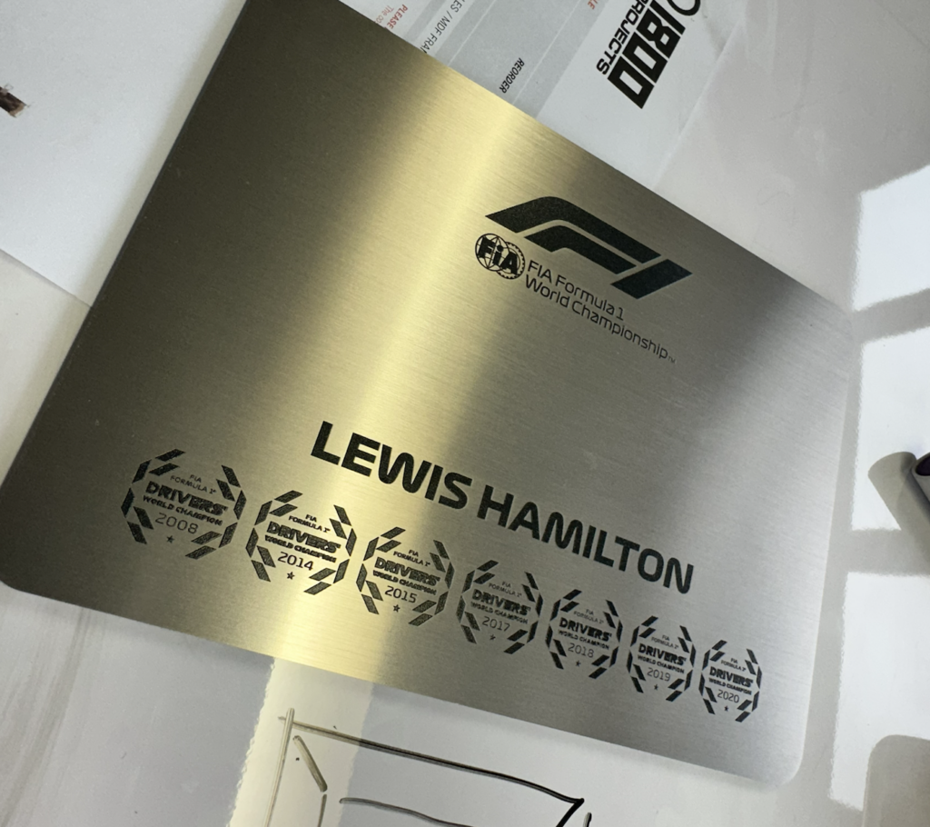 Custom made driver name plates.